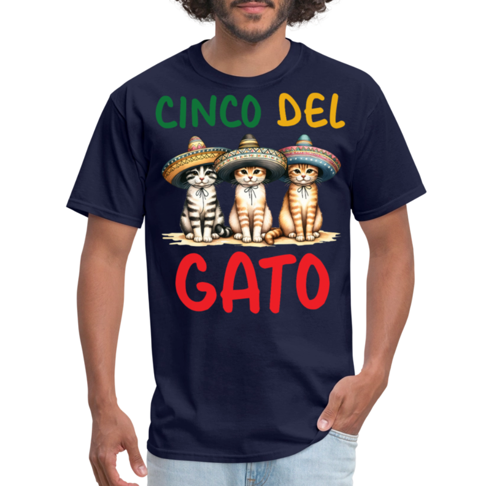 Cinco De Mayo Kitten Graphic Tee Funny Fiesta Cat T-shirt - navy