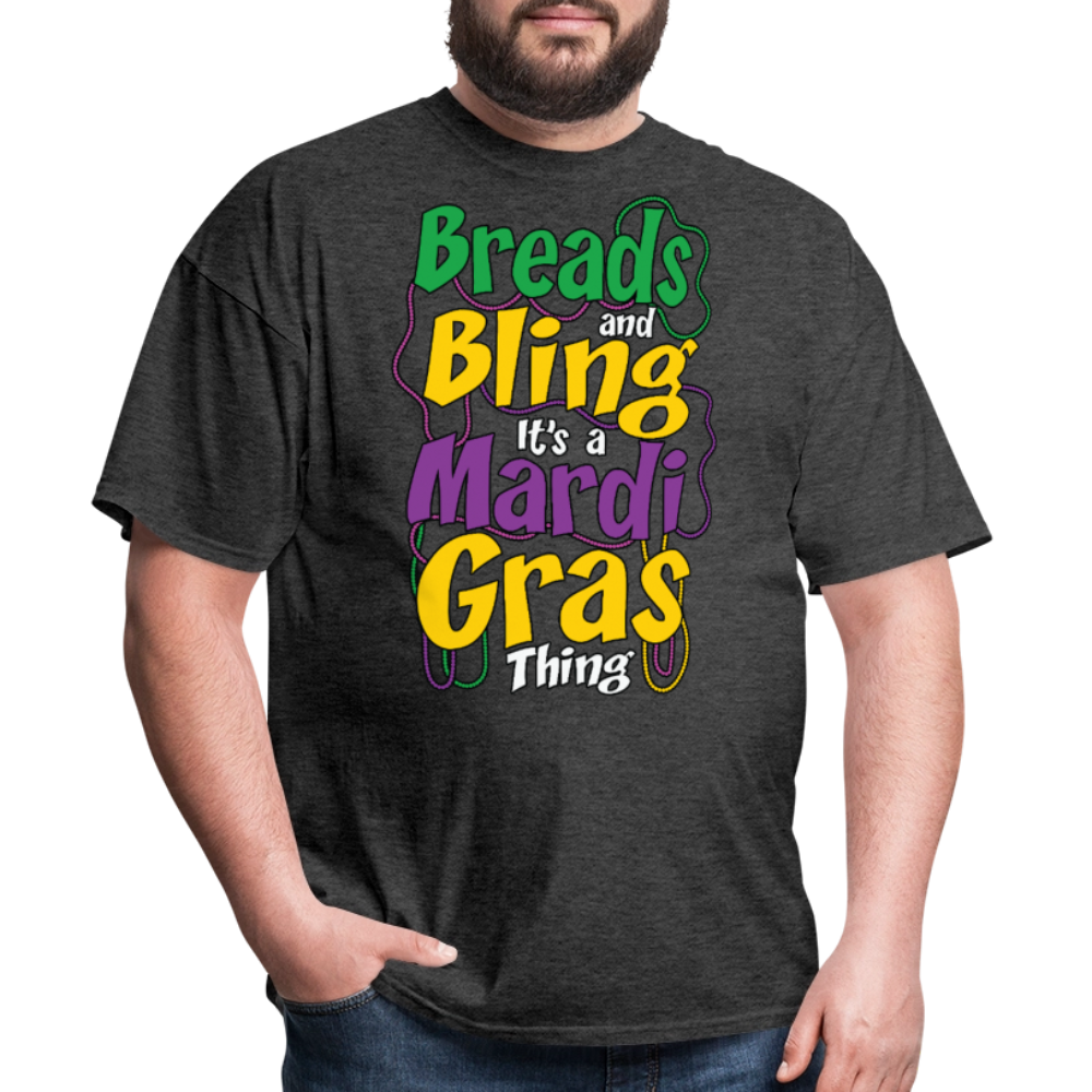 Beads And Bling Mardi Gras Colorful Festive T-shirt - heather black