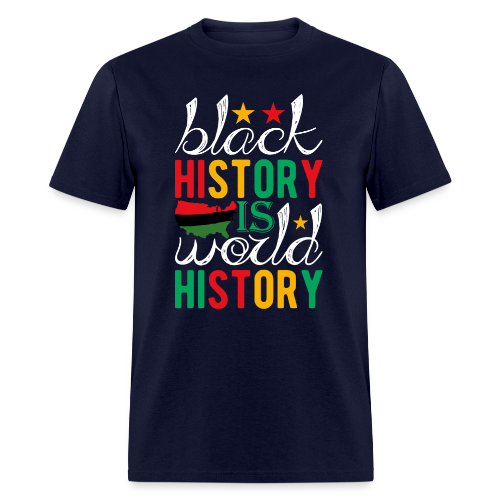 African American Heritage Tee Black History is World History T-shirt - navy