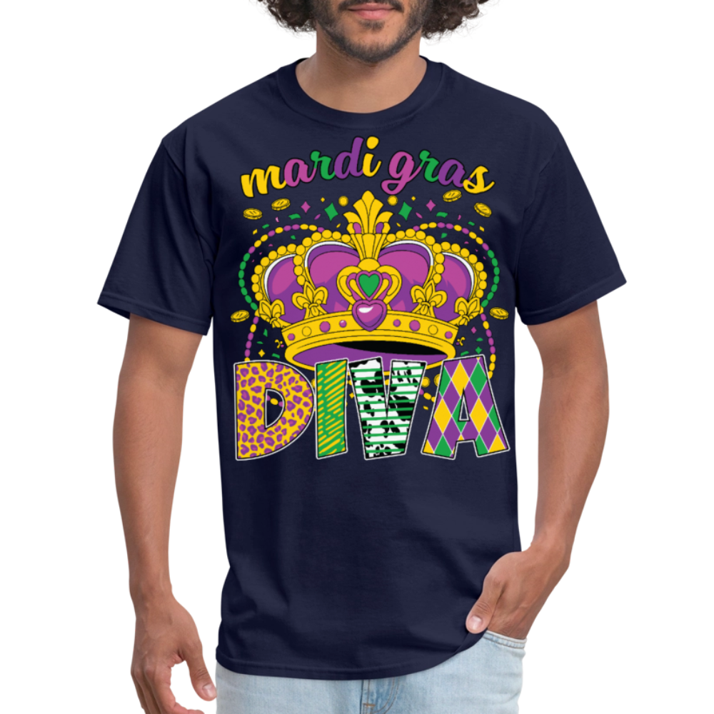 Mardi Gras Diva Shirt For Women Mardi Gras Queen T-shirt - navy