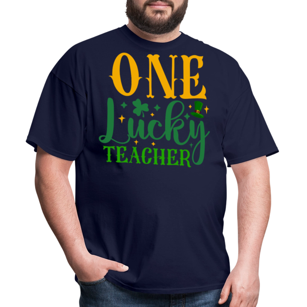 Lucky Teacher St Patrick’s Day Clover T-shirt - navy