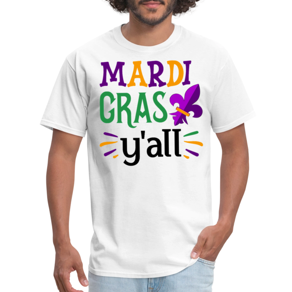 New Orleans Party Shirts Mardi Gras Y’all T-shirt for Fat Tuesday - white