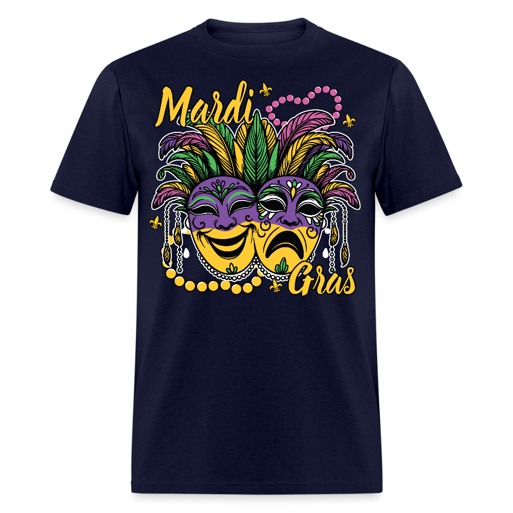 Colorful Mardi Gras Mask Festival New Orleans Carnival Celebration T-shirt - navy