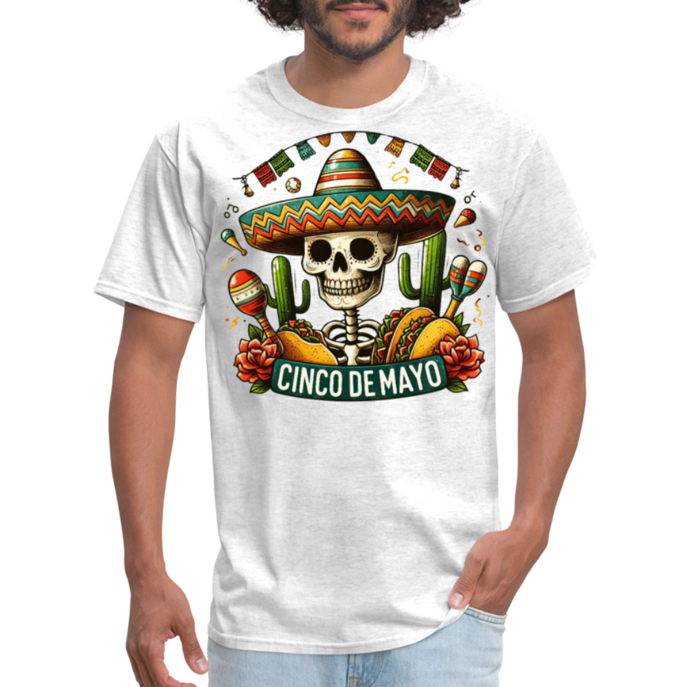 Mexican Festival Outfit Ideas Cinco de Mayo Skull T-shirt - light heather gray