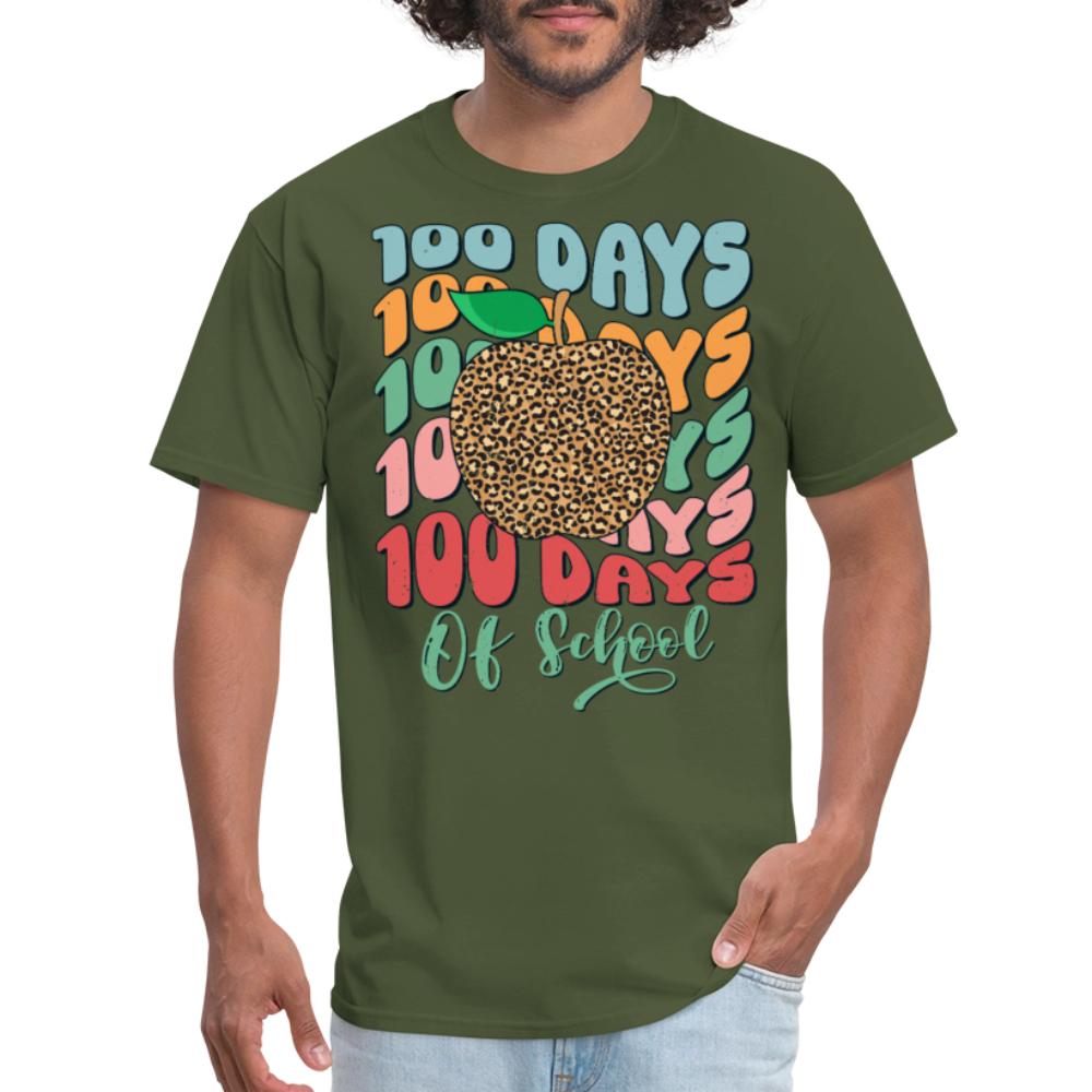 Leopard print 100 Days Of School Teacher Appreciation Gifts T-shirt - military green