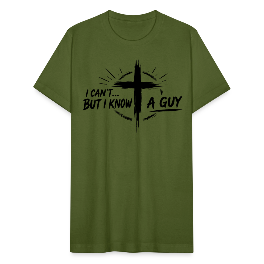 I Can't But I Know A Guy Jesus Cross Unisex T-Shirt | Christian Faith Gift - olive