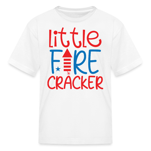 Little Firecracker 4th Of July Kids' T-Shirt - white