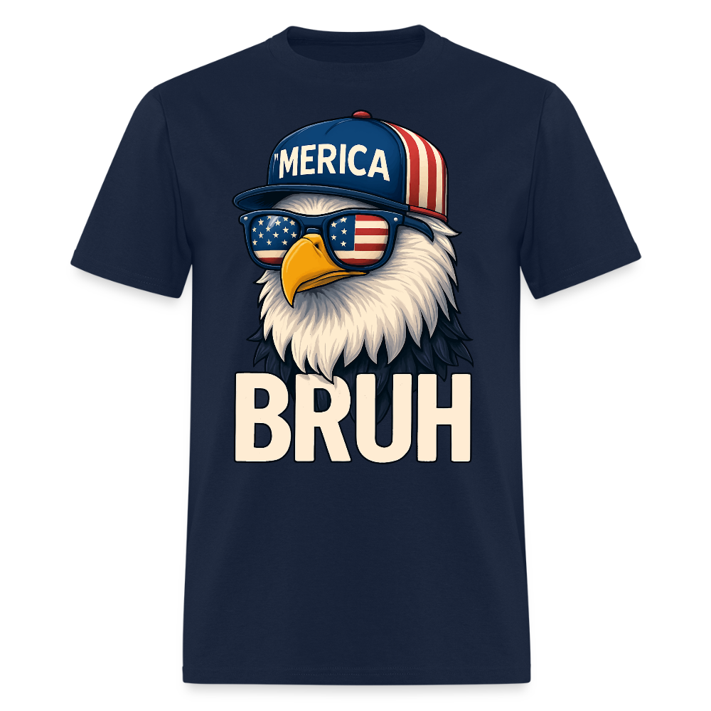 Merica Bruh Funny Patriotic Eagle T-Shirt - navy
