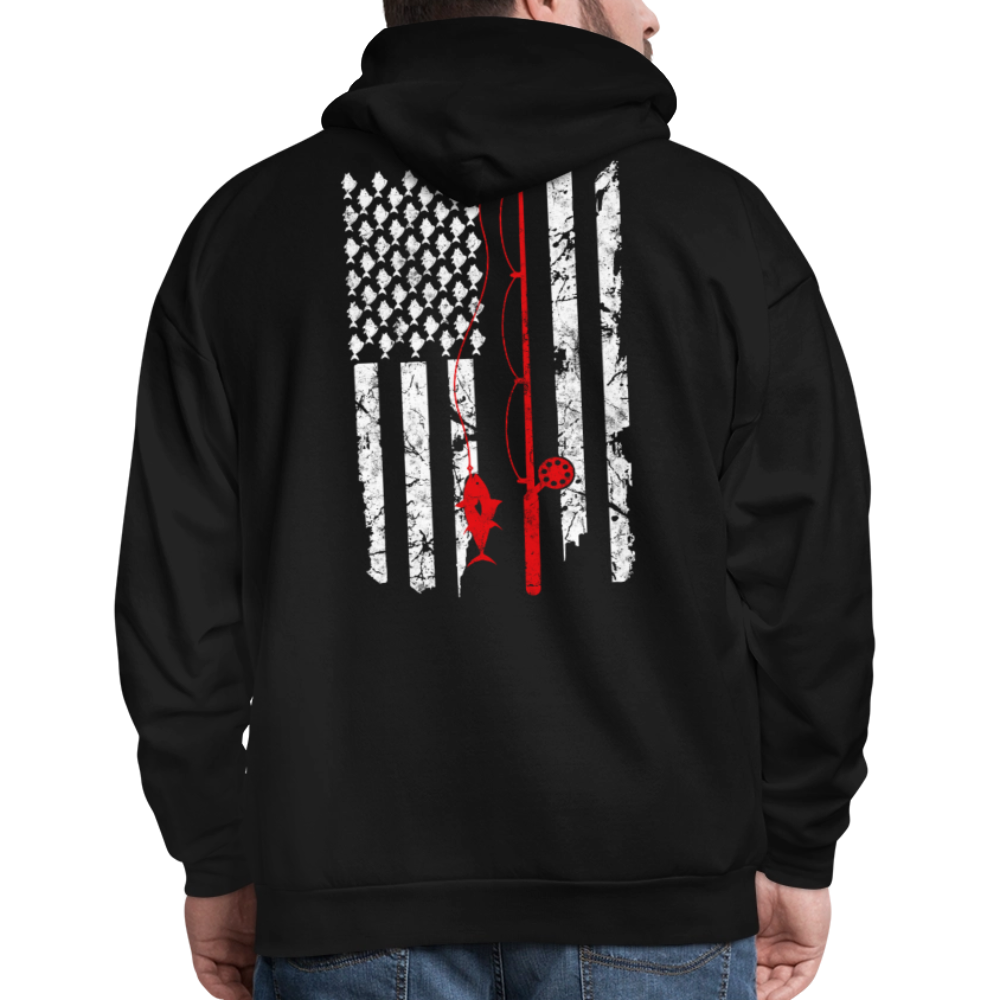 USA Flag Patriotic Fishing Gear For Men Hoodie - black