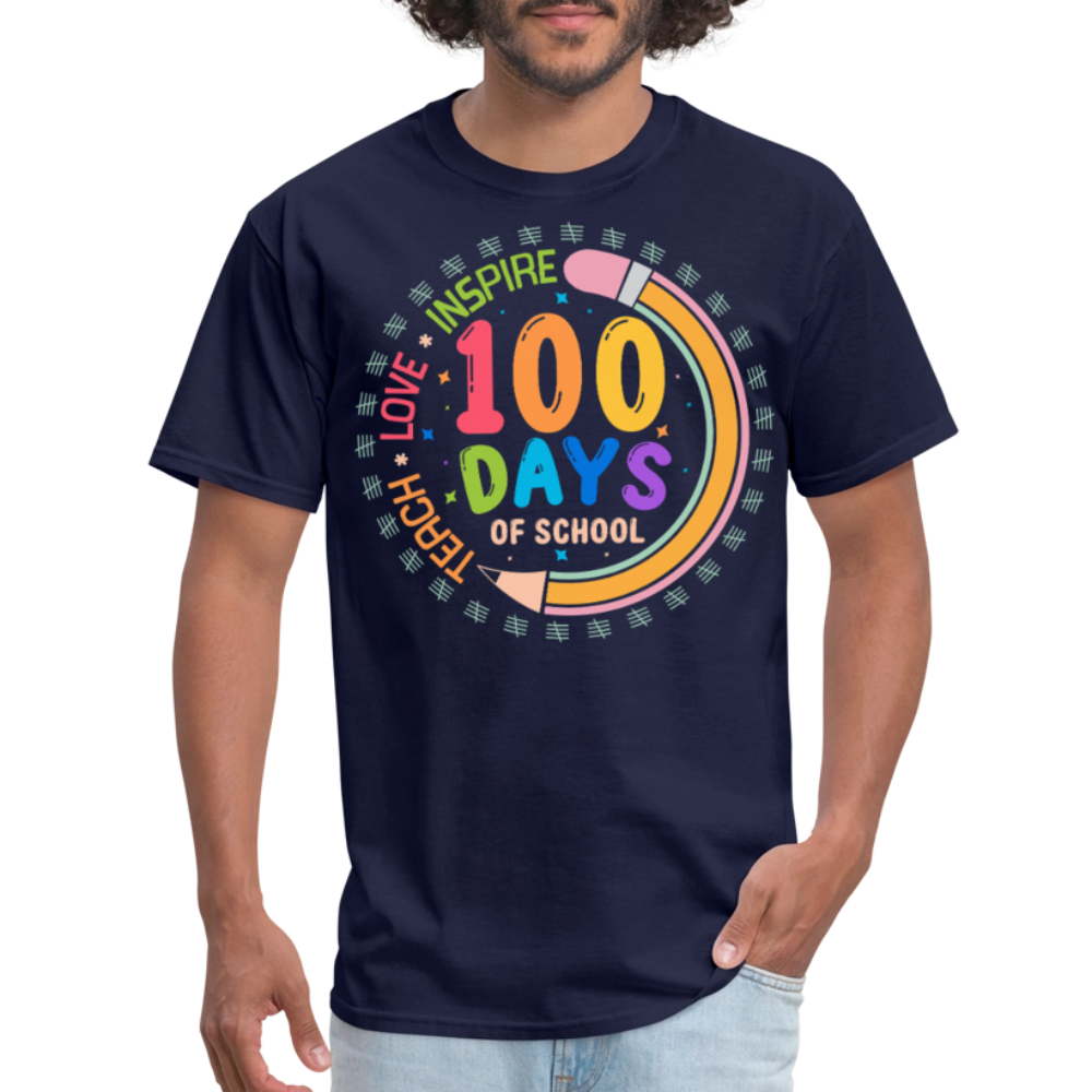 100th Days Of School Shirt For Teachers School Milestone Celebration T-shirt - navy