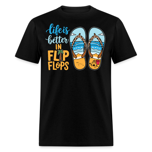 Life Is Better In Flip Flops Beach Vacation T-shirt - black