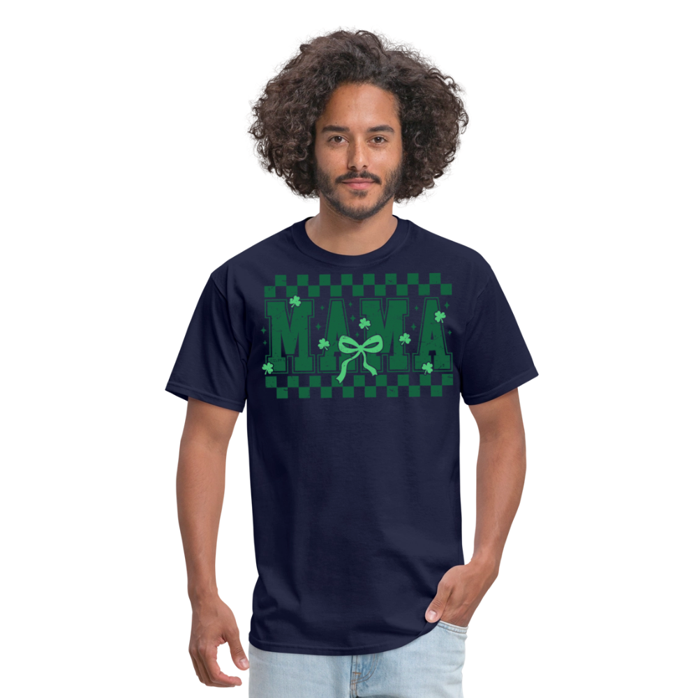 Distressed Lucky Mama Clover St. Patrick's Day Gift Tee - navy