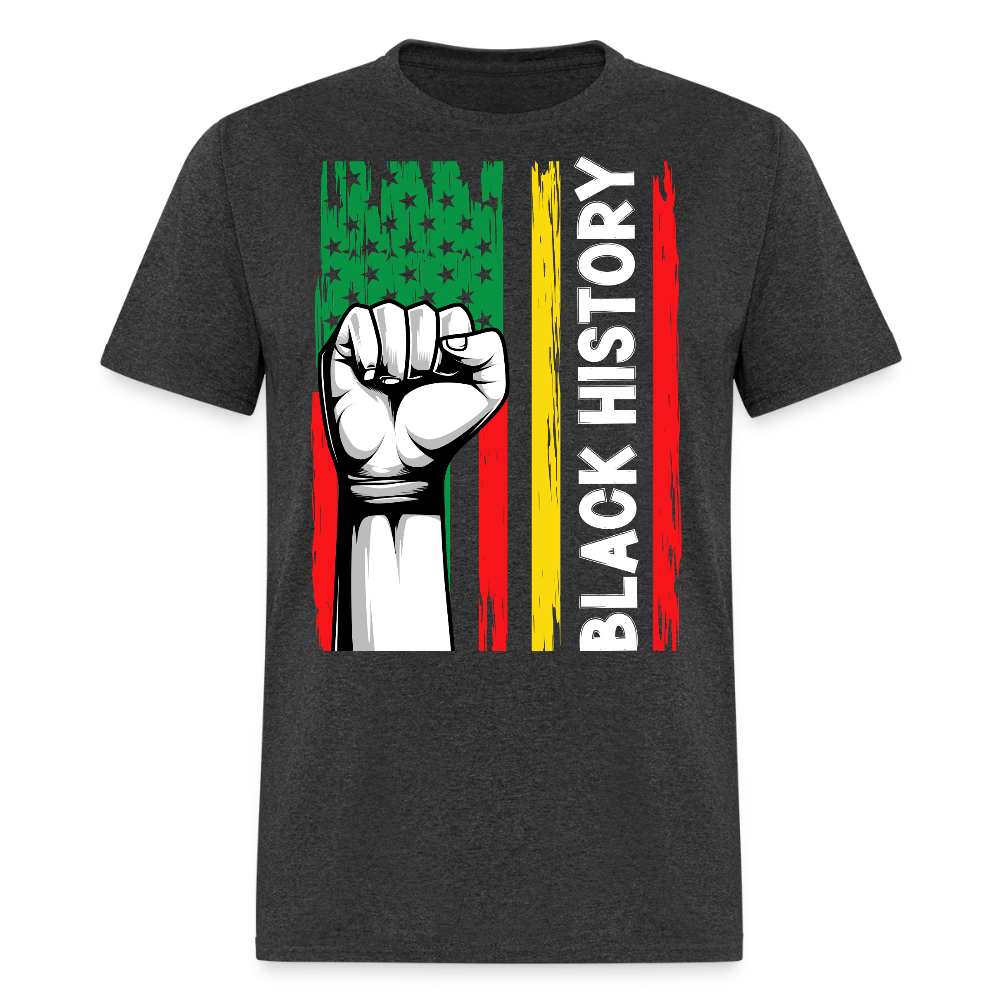 Retro Black History Flag Tee African American Empowerment T-shirt - heather black
