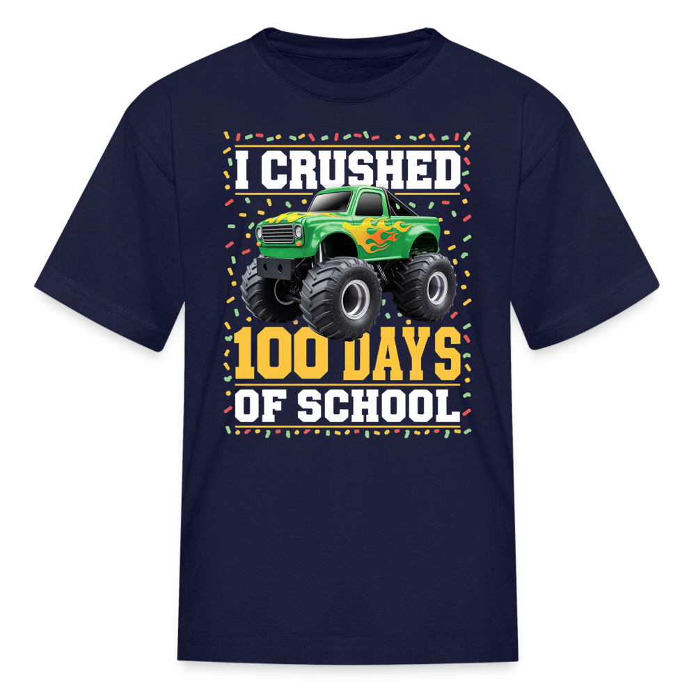 100 Days Of School Monster Truck Tee Kids 100th Day Of School T-shirt - navy