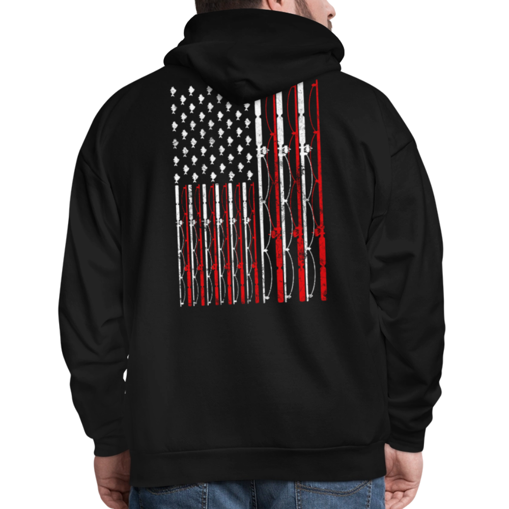 American Flag Fisherman Patriotic Fishing Hoodie - black