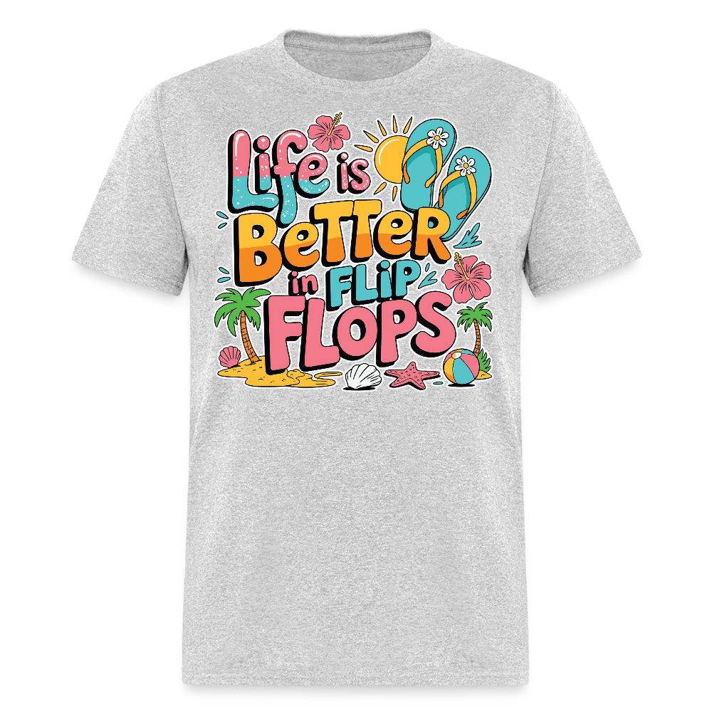 Life Is Better In Flip Flops Summer Vacation T-shirt - heather gray