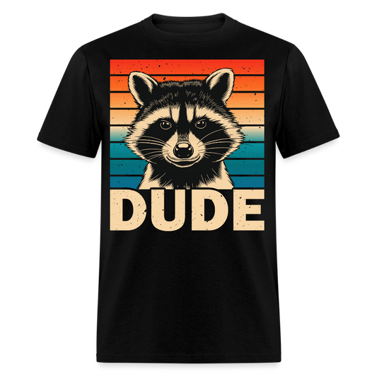 Vintage Raccoon Graphic Dude T-shirt - black