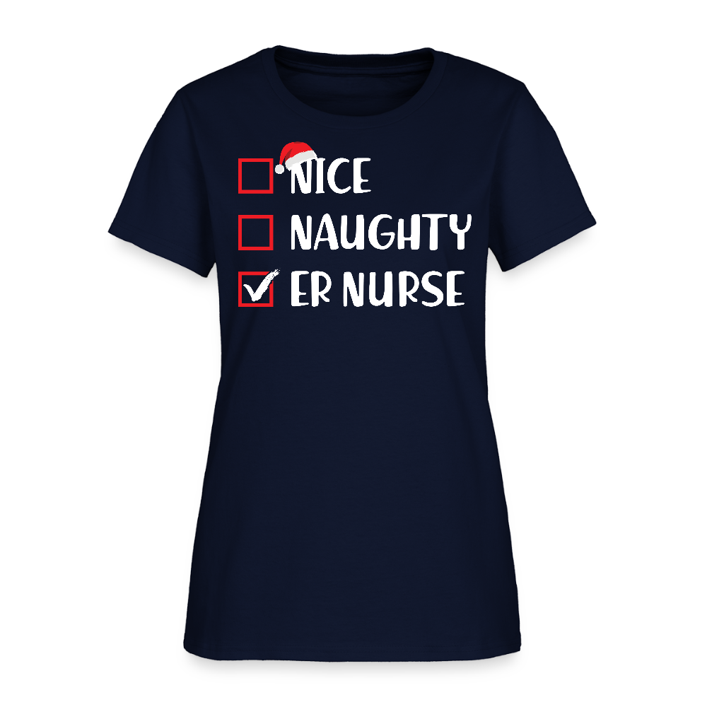 ER Nurse Naughty Or Nice T-Shirt - navy