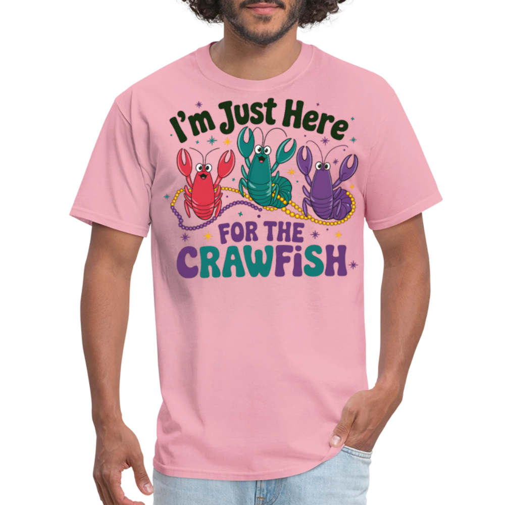 I'm Just Here For The Crawfish Tee Funny Mardi Gras Crawfish T-Shirt - pink