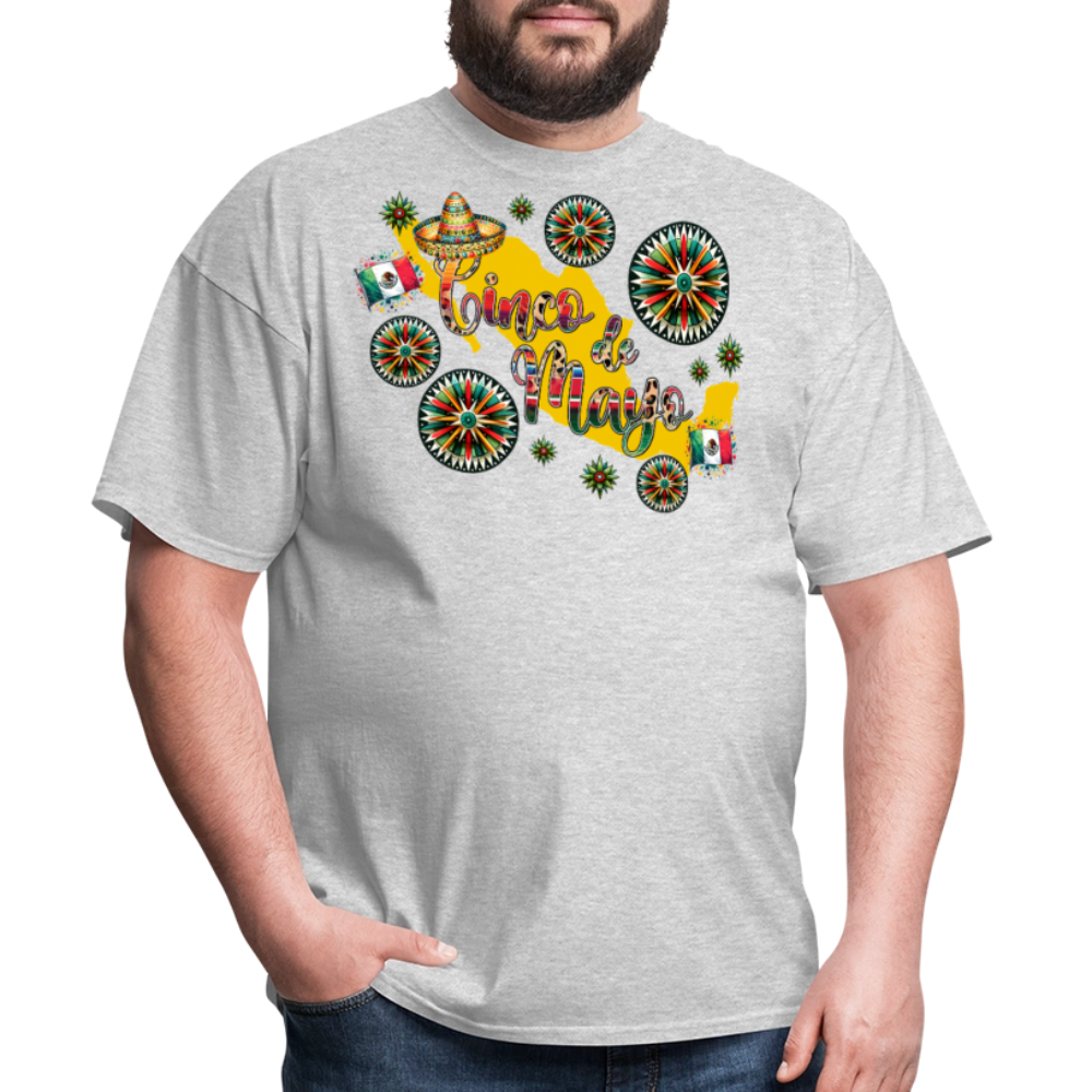 Mexican Pride Tee For Cinco De Mayo Mexico Map Graphic T-shirt - heather gray