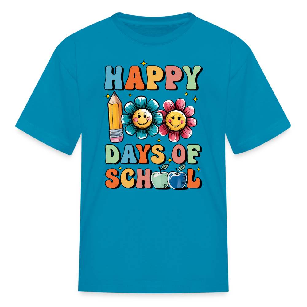 Happy 100 Days Of School Shirt For Kids Back To School Milestone T-shirt - turquoise