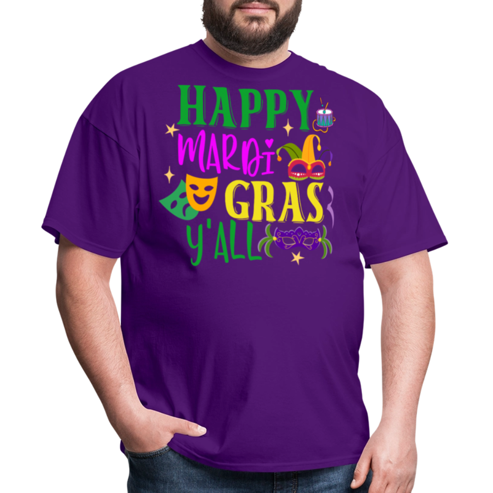 Funny Mardi Gras Y'all Graphic Unisex Classic T-shirt - purple