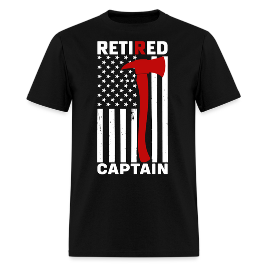 Retired Firefighter Tee for Captain American Flag T-Shirt - black