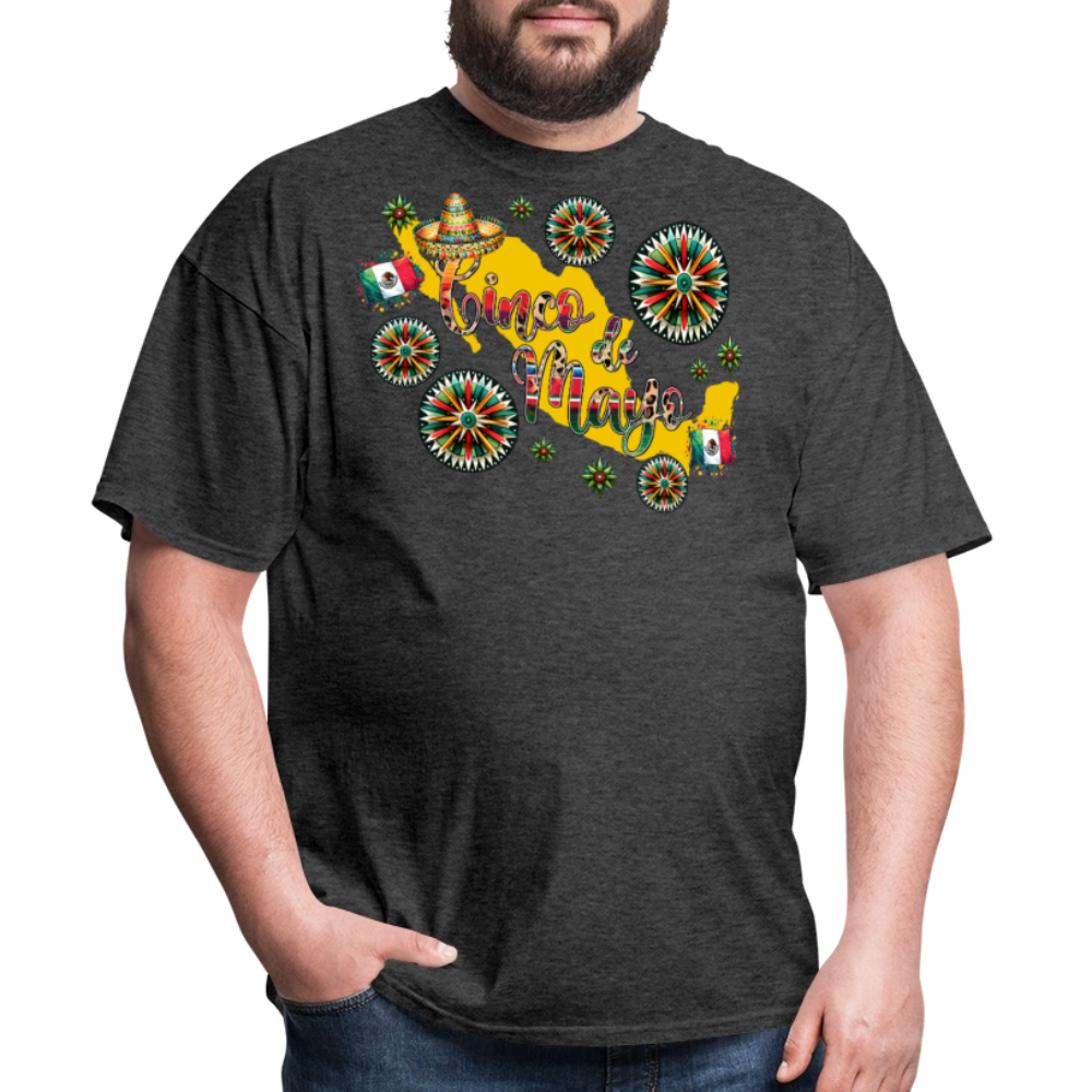 Mexican Pride Tee For Cinco De Mayo Mexico Map Graphic T-shirt - heather black