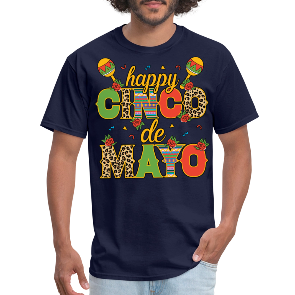 Leopard Print Cinco de Mayo Celebration T-shirt - navy