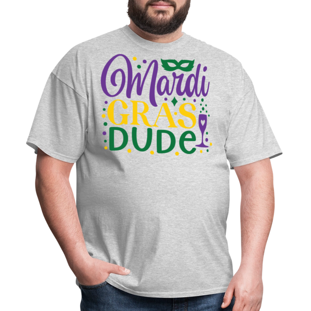 Unique Mardi Gras Dude Graphic T-shirt - heather gray