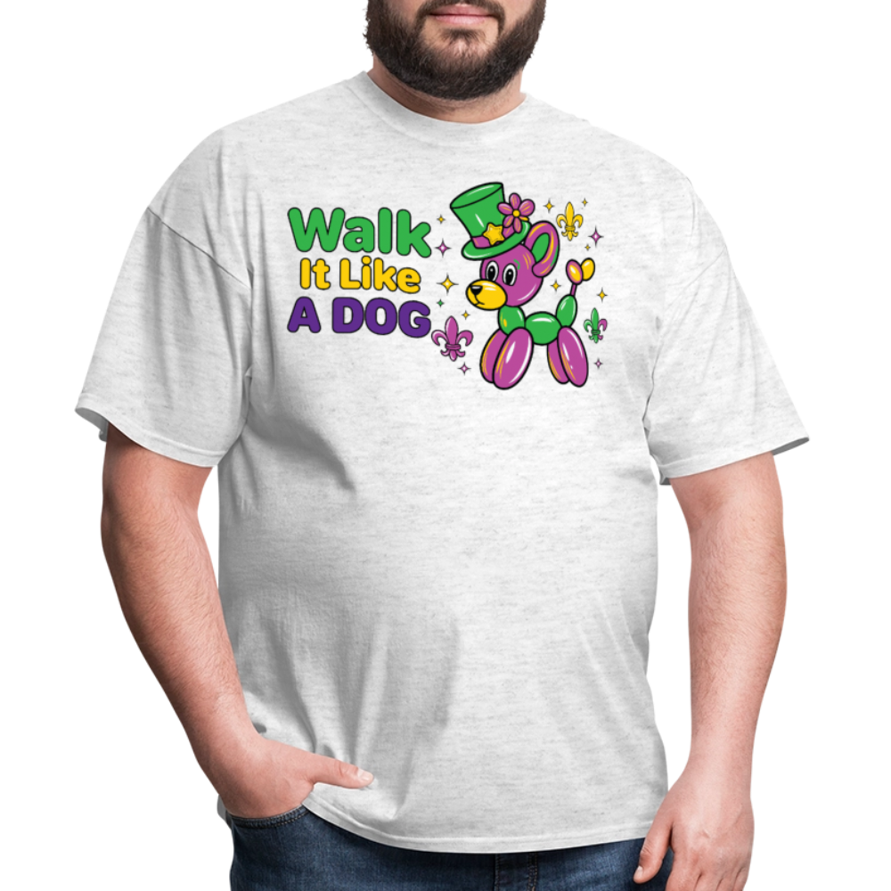 Walk It Like A Dog Tee Mardi Gras Balloon Dog T-shirt - light heather gray