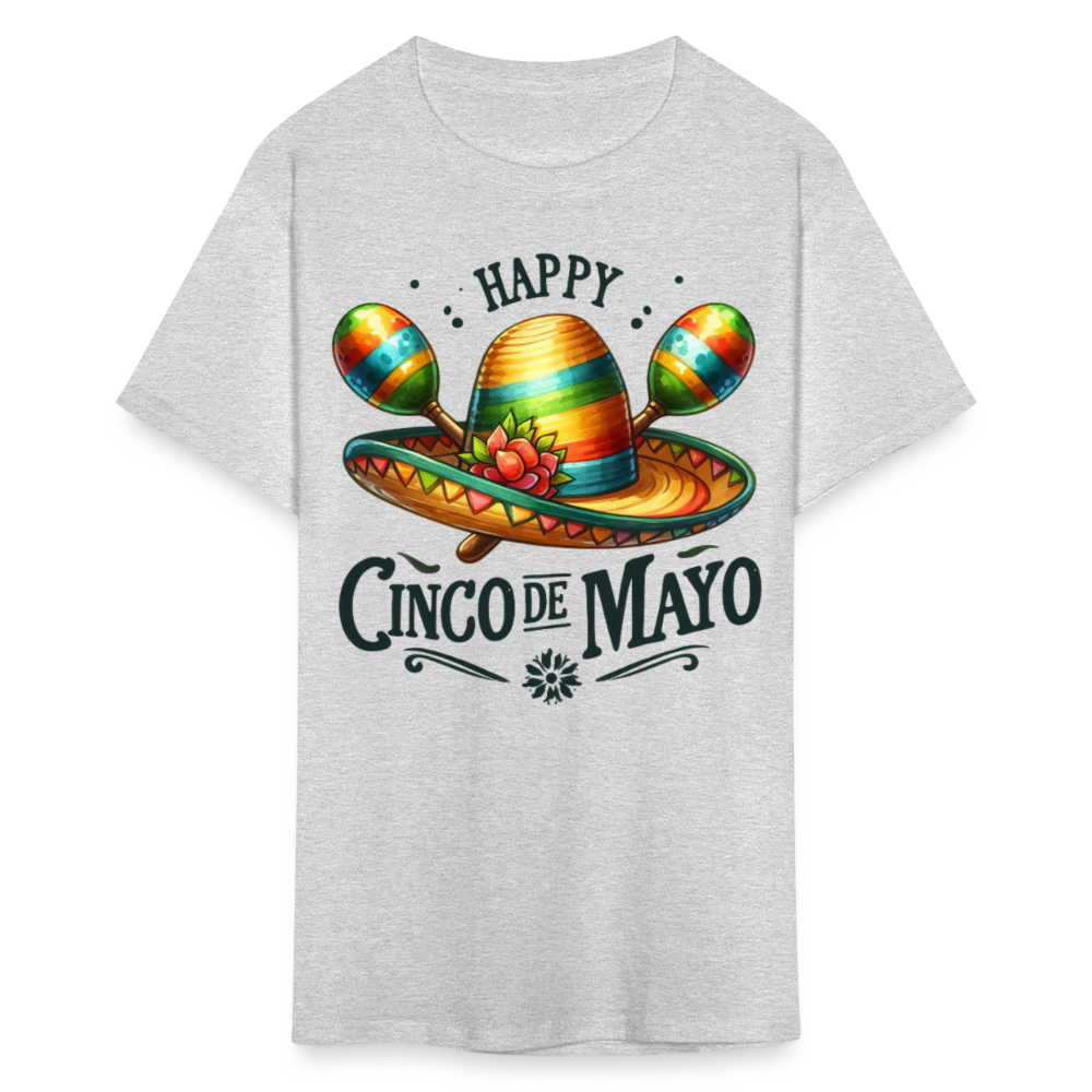 Colorful Sombrero And Maracas Festival Tee Cinco de MayoT-shirt - heather gray