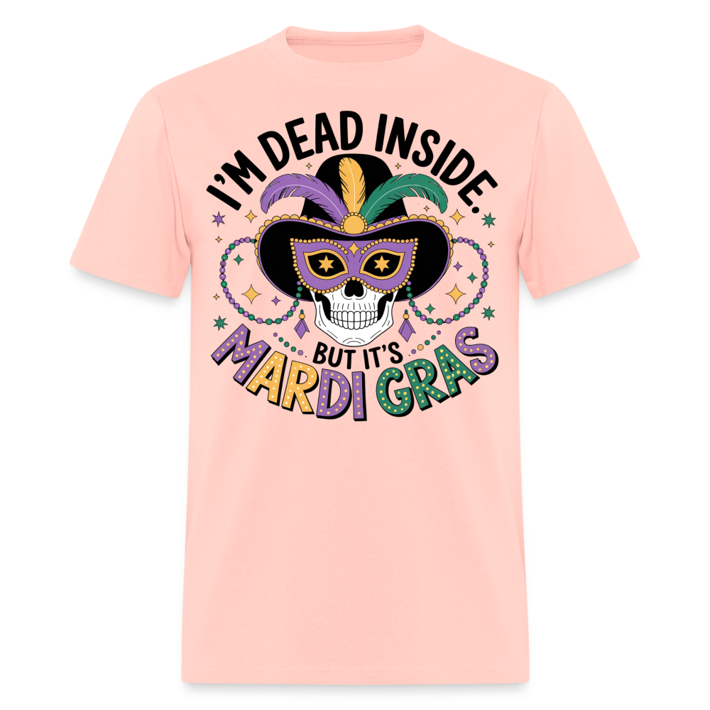 Skeleton Masquerade Party Tee Dead Inside But It’s Mardi Gras T-shirt - blush pink 