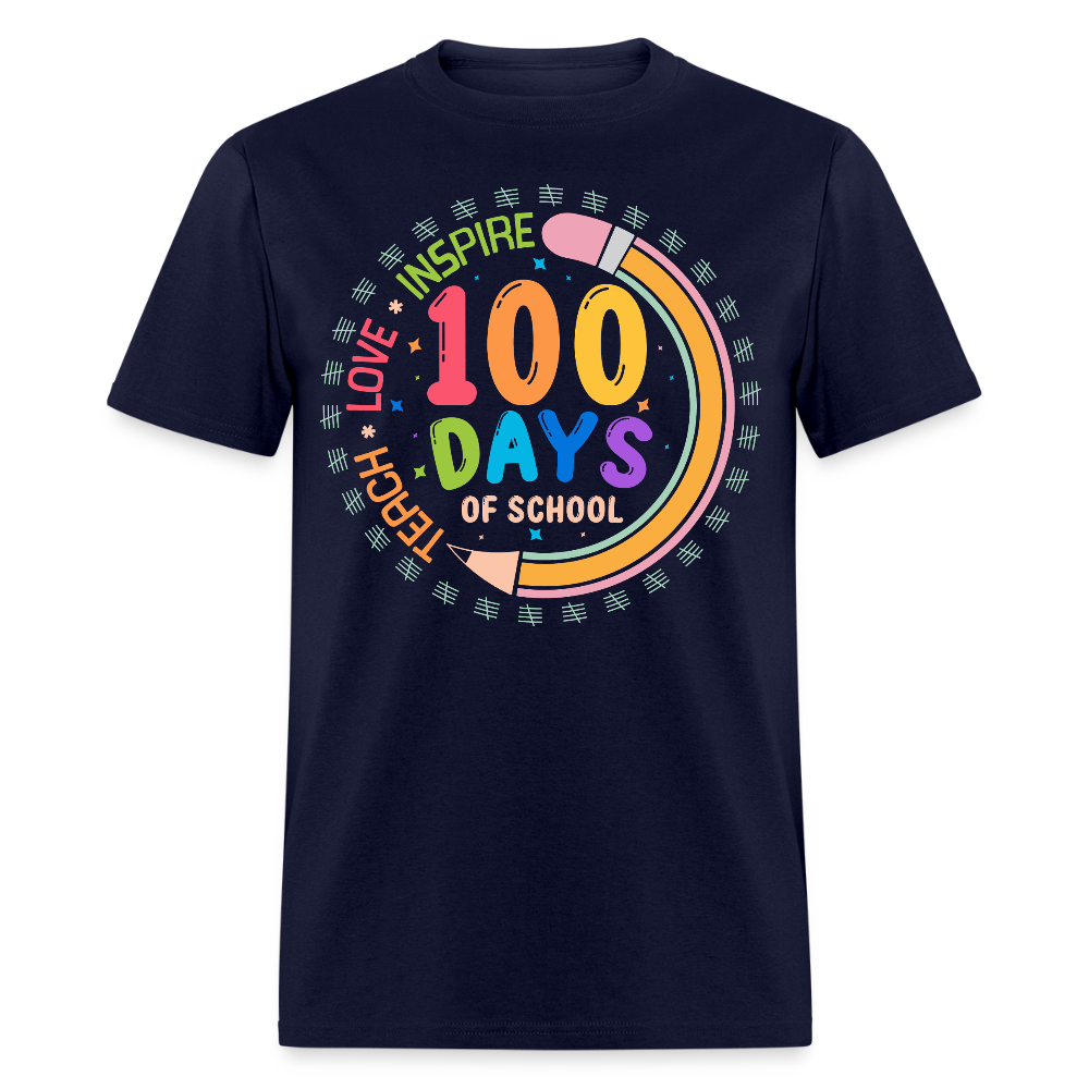 100th Days Of School Shirt For Teachers School Milestone Celebration T-shirt - navy