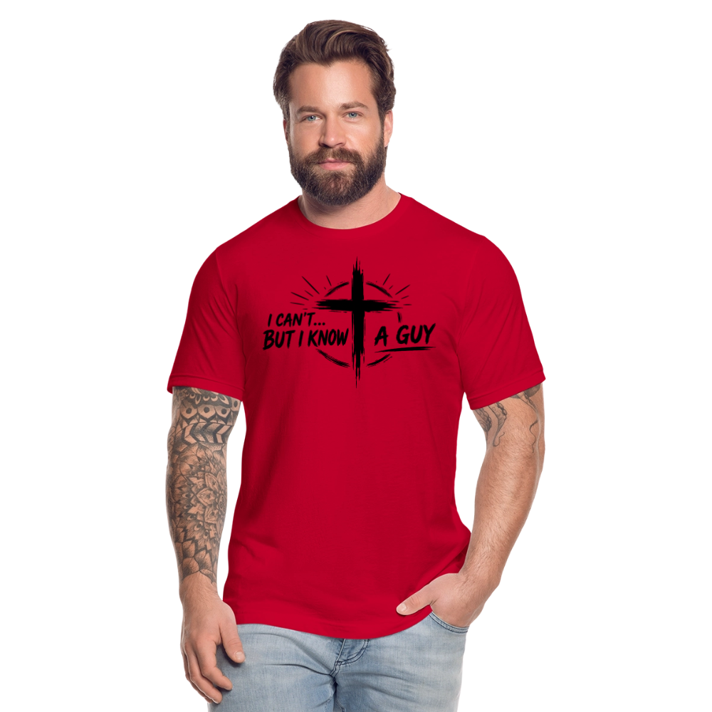 I Can't But I Know A Guy Jesus Cross Unisex T-Shirt | Christian Faith Gift - red