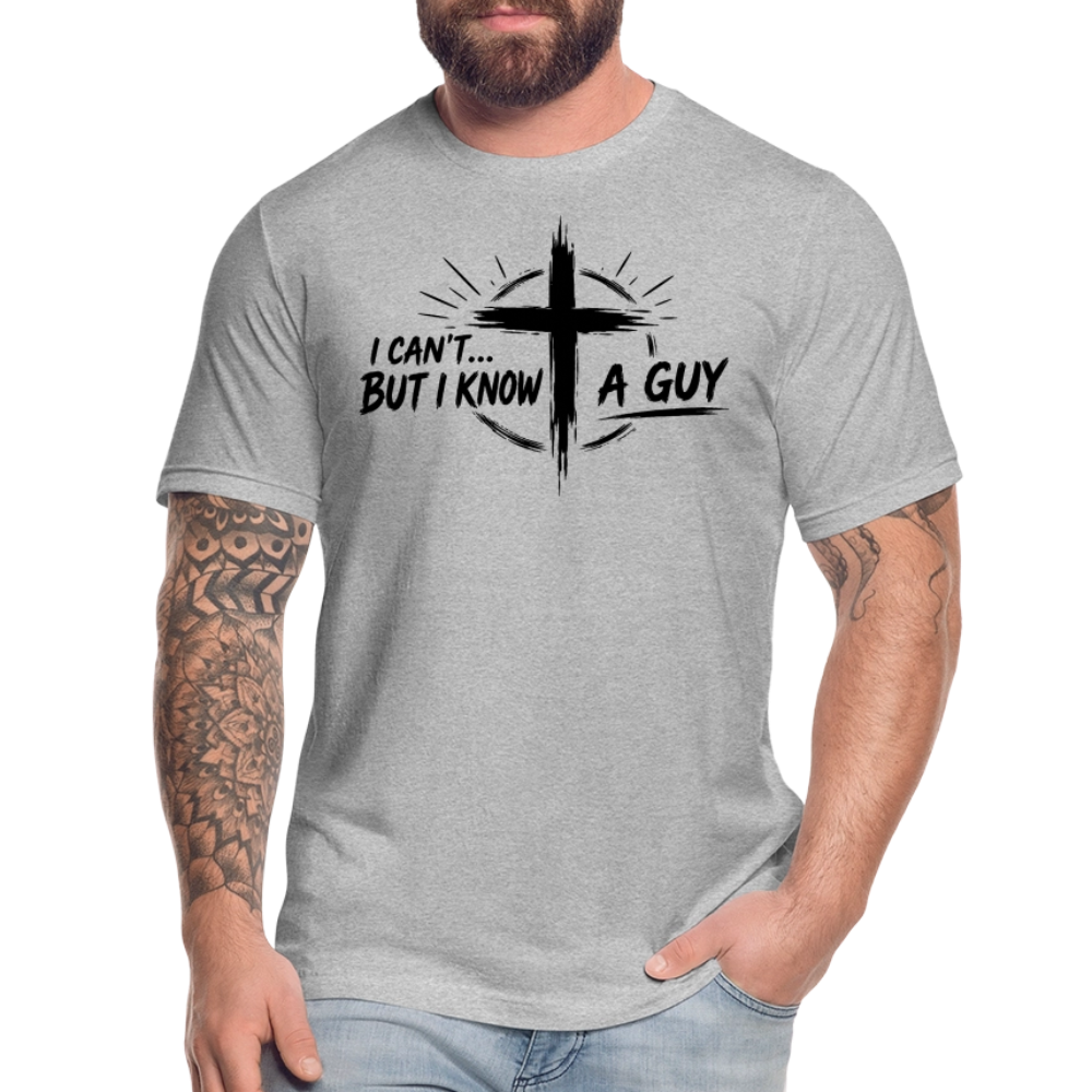 I Can't But I Know A Guy Jesus Cross Unisex T-Shirt | Christian Faith Gift - heather gray