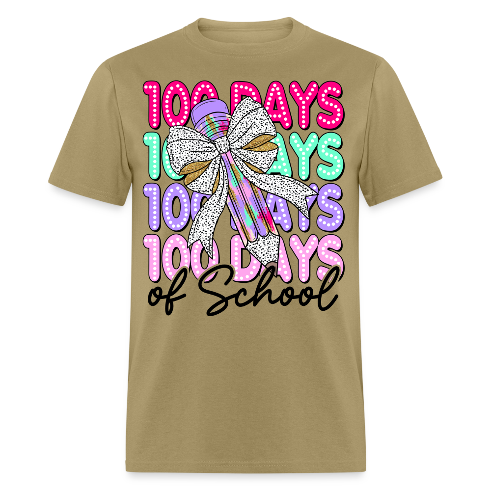 100 Days Of School Teacher Shirt Colorful Pencil Teacher Appreciation T-shirt - khaki