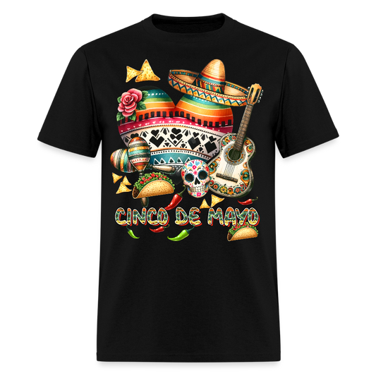 Colorful Skull And Taco Tee For Cinco De Mayo T-shirt - black