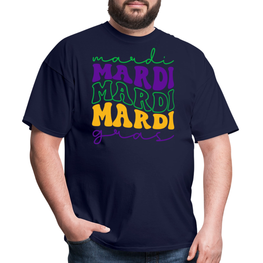 Funny and Stylish Mardi Gras Lettering Unisex T-shirt - navy