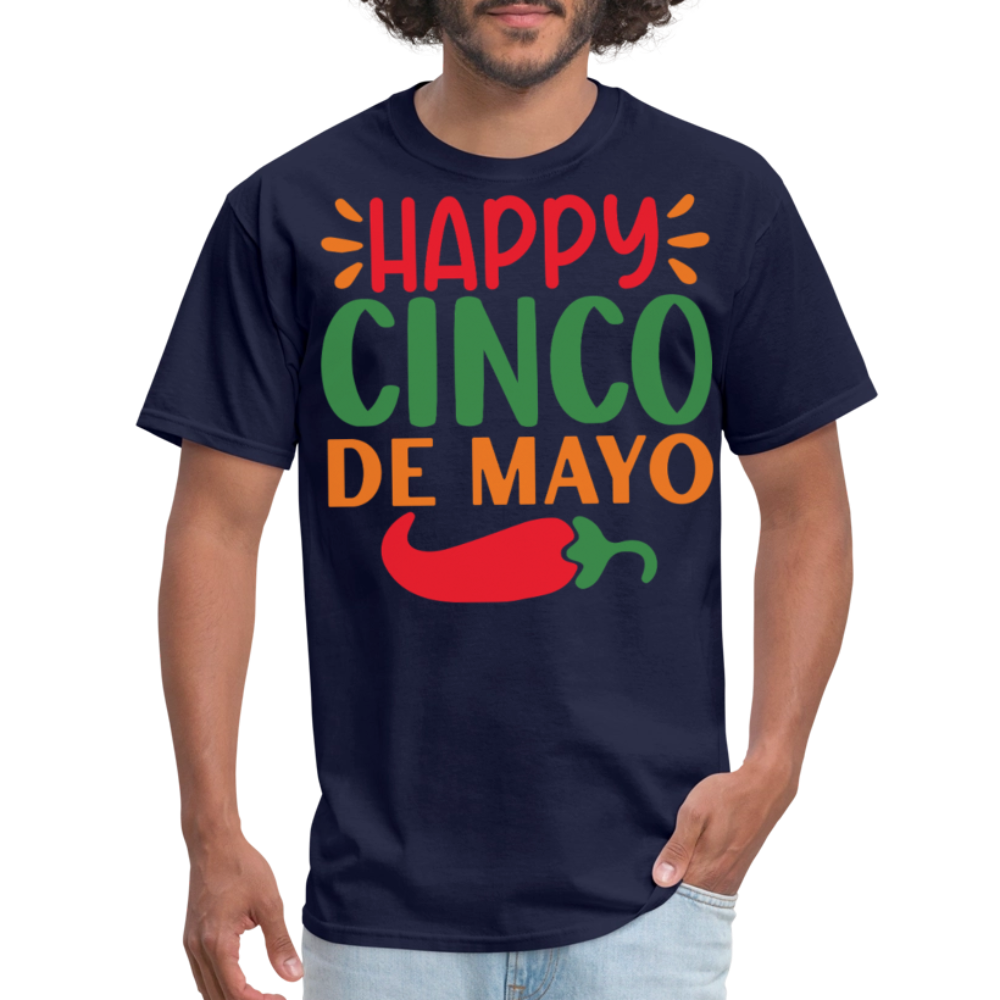 Colorful Happy Cinco de Mayo Fiesta T-shirt - navy