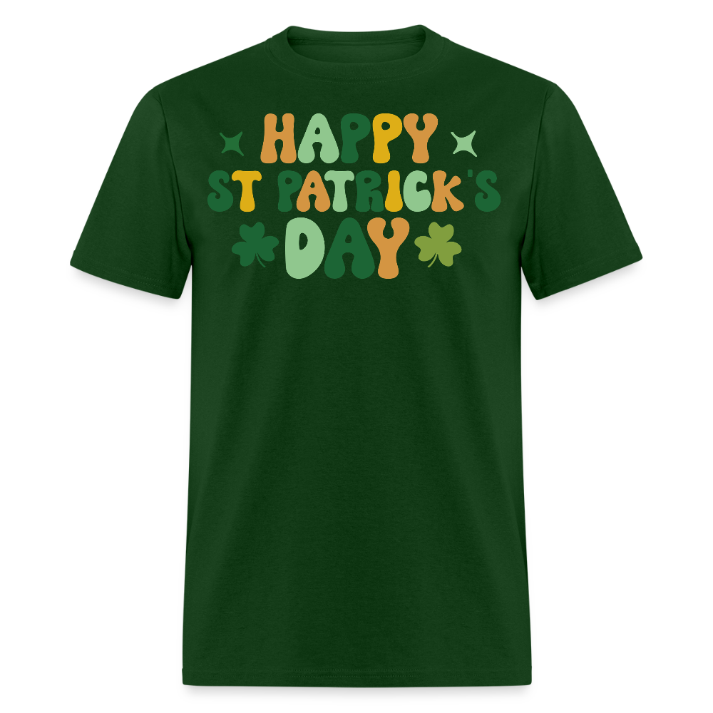 Retro Happy St Patrick’s Day Shamrock T-shirt - forest green