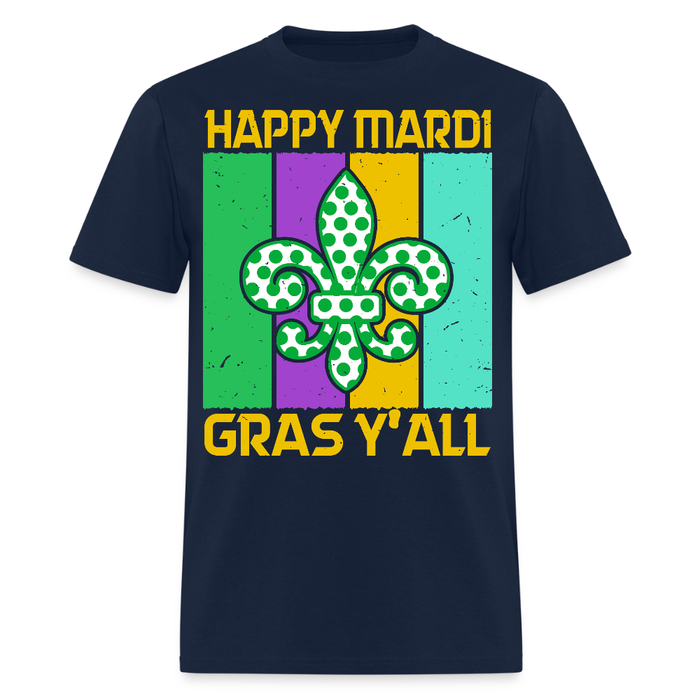 New Orleans Festival Tee Southern-style Mardi Gras Y’all T-shirt - navy