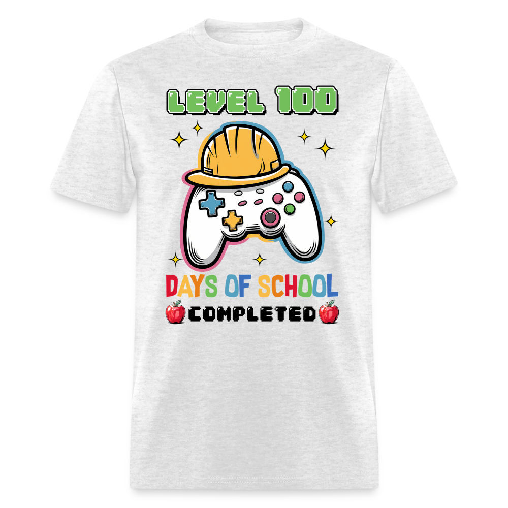 Level 100 Days Of School Gamer Shirt Level Up School Milestone T-shirt - light heather gray