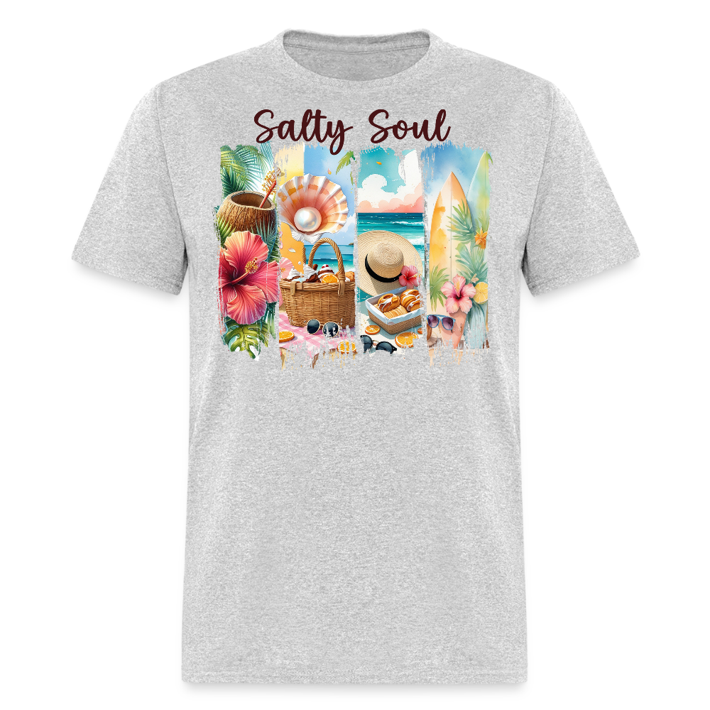Salty Soul Beach Coastal Vacation T-shirt - heather gray