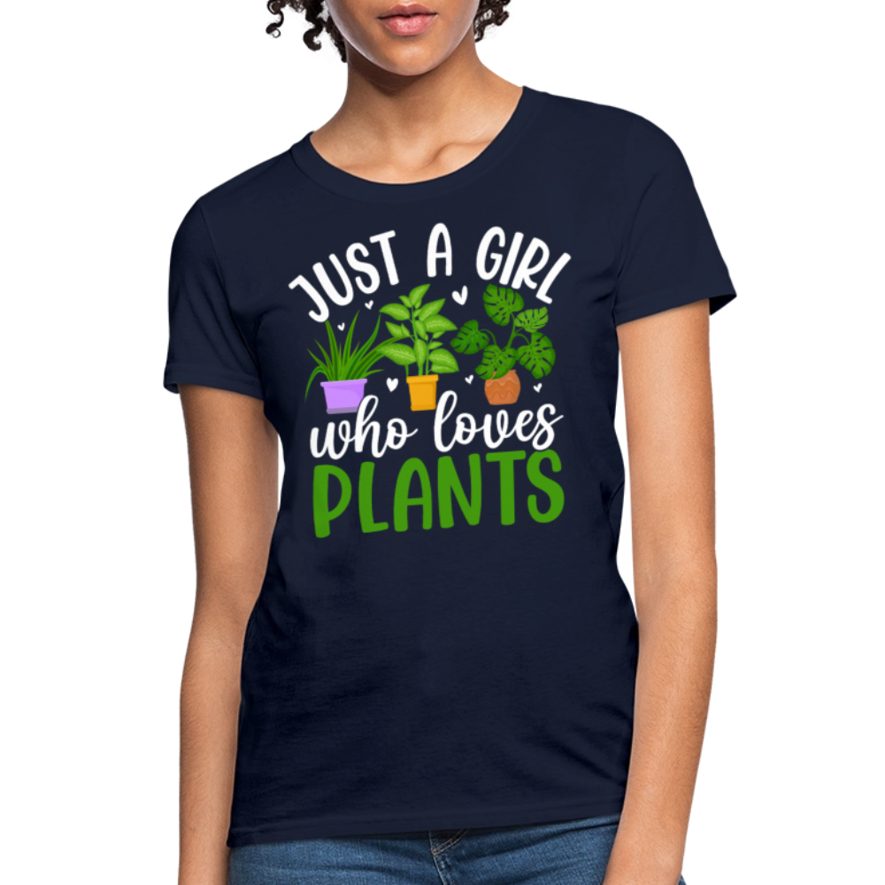 Just A Girl Who Loves Plants Women's T-Shirt - navy