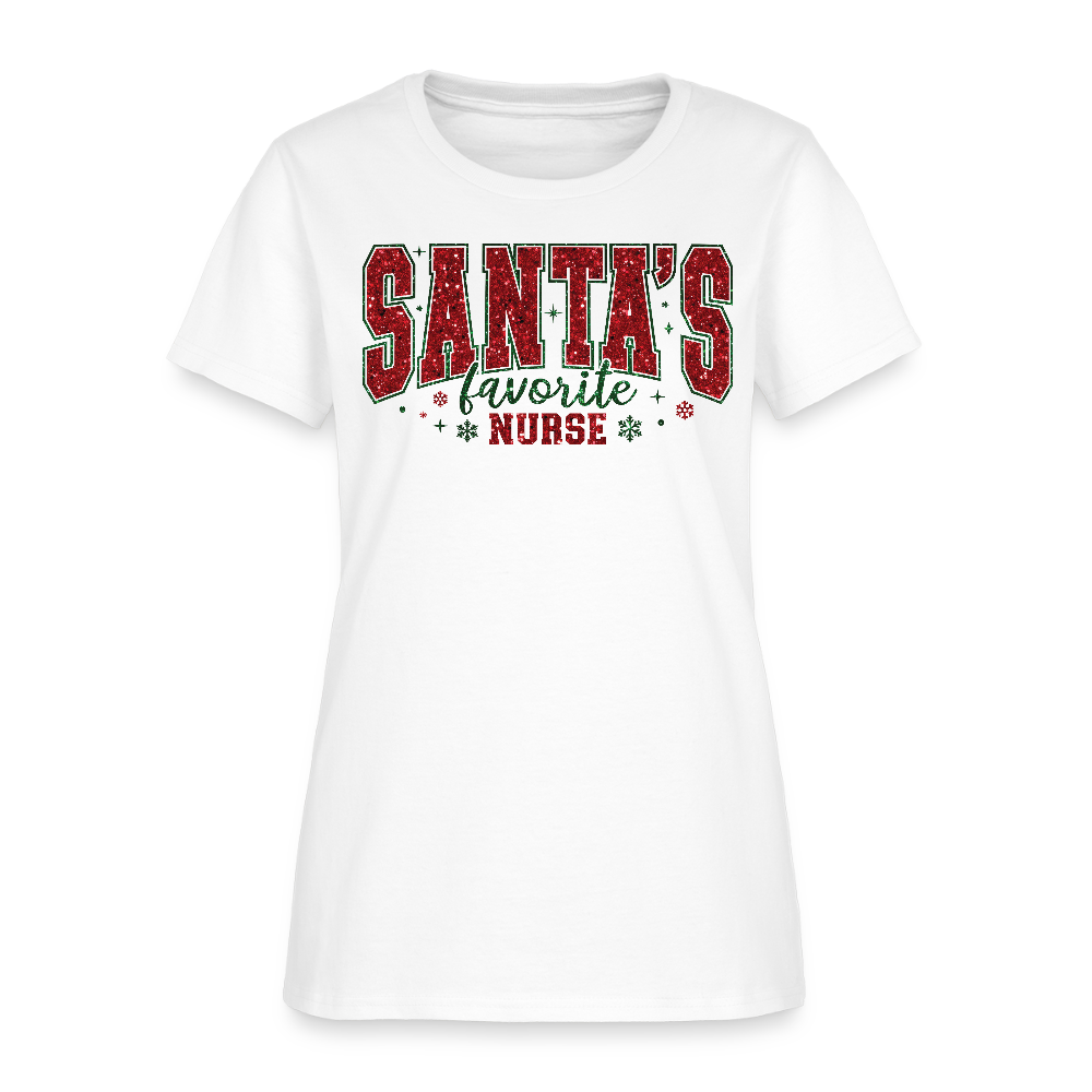 Santa’s Favorite Nurse Cute Christmas T-Shirt - white