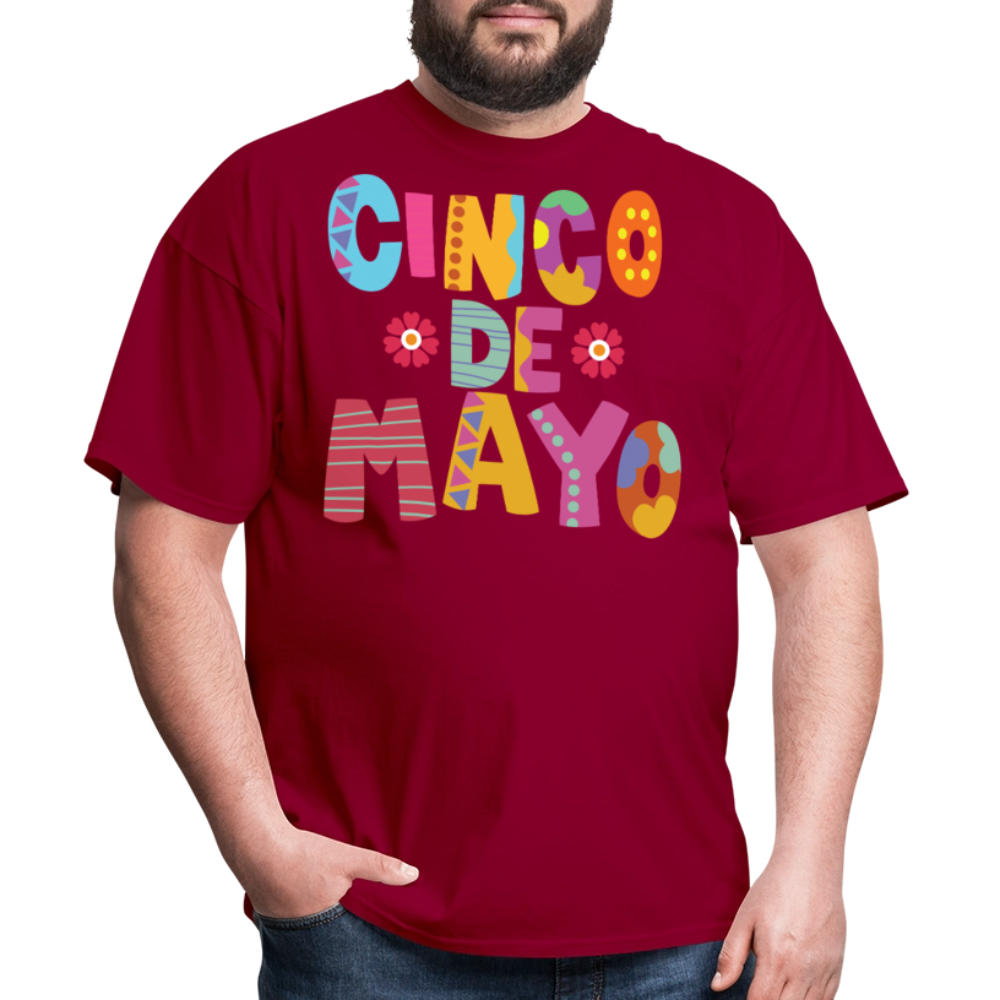 Mexican Holiday Celebration Tee Cinco De Mayo Colorful Graphic T-shirt - dark red