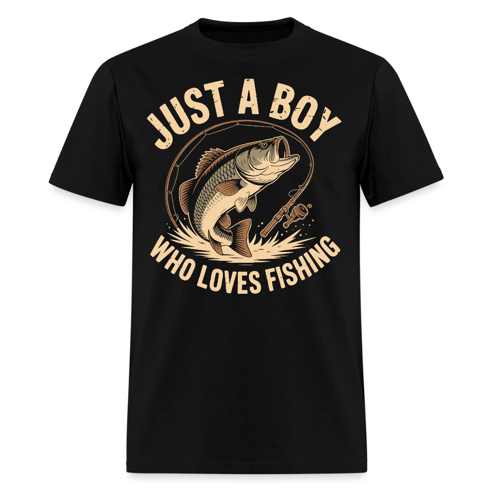 Just A Boy Who Loves Fishing Gift For Fishermen T-Shirt - black
