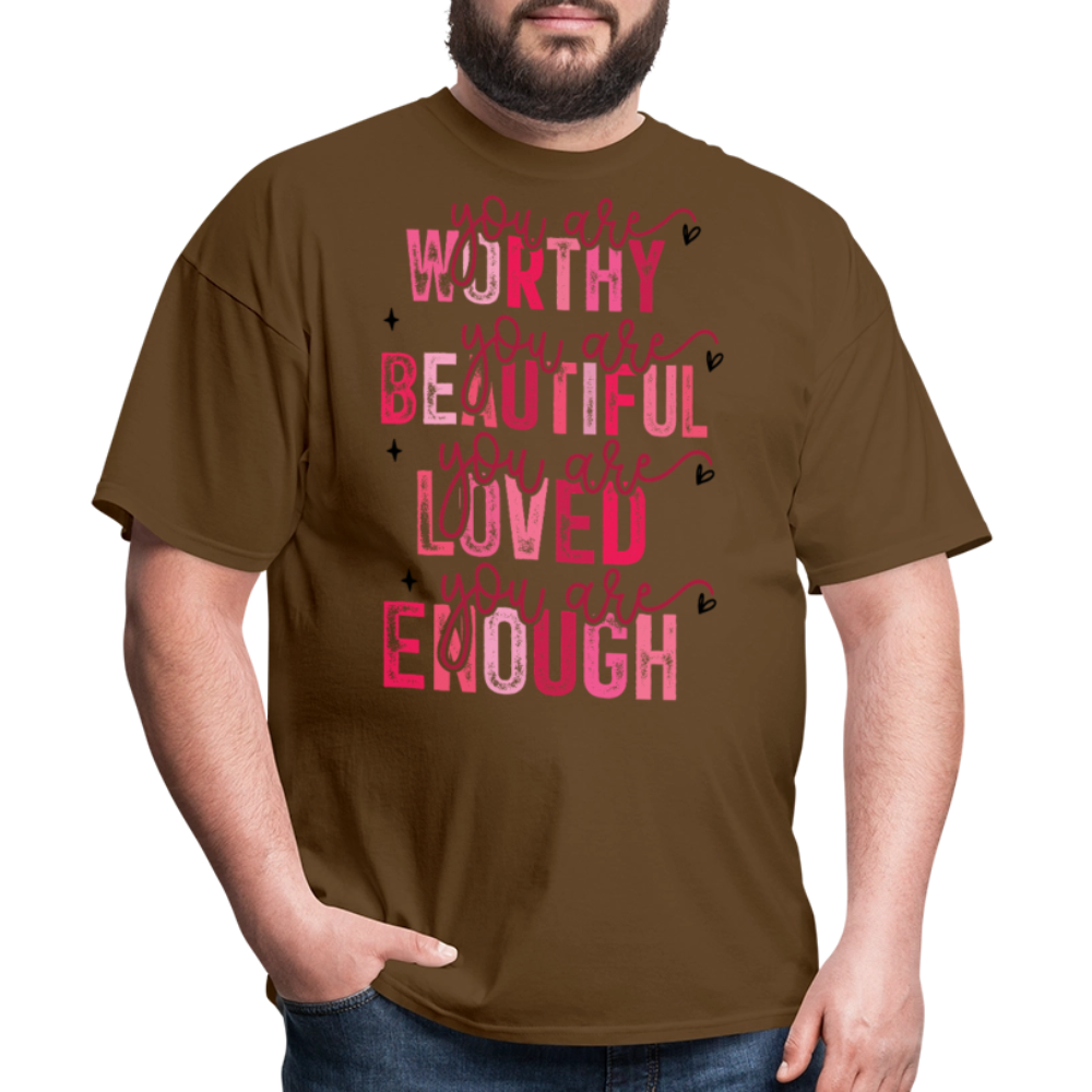 Self-Love Graphic Tee You Are Enough Motivational T-shirt - brown