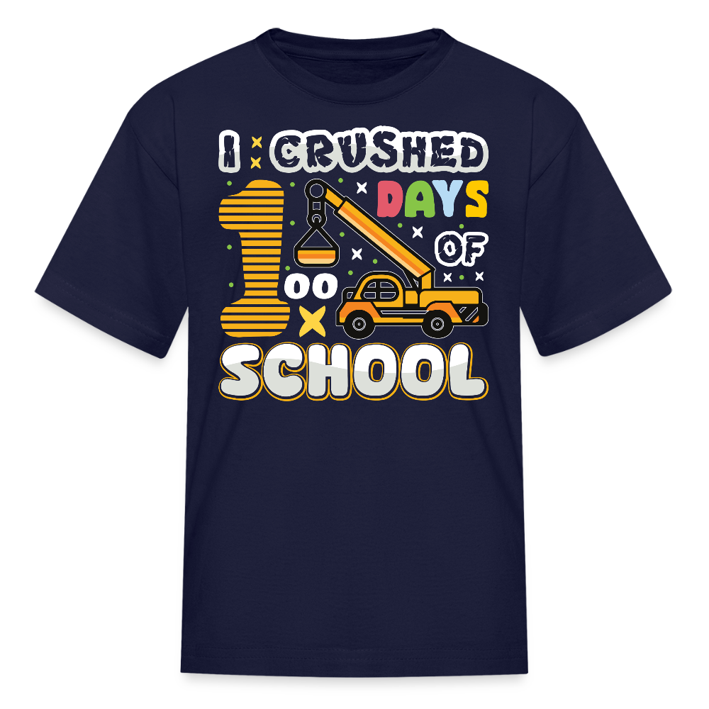 100th Day Of School Shirt For Kids Construction School T-shirt - navy